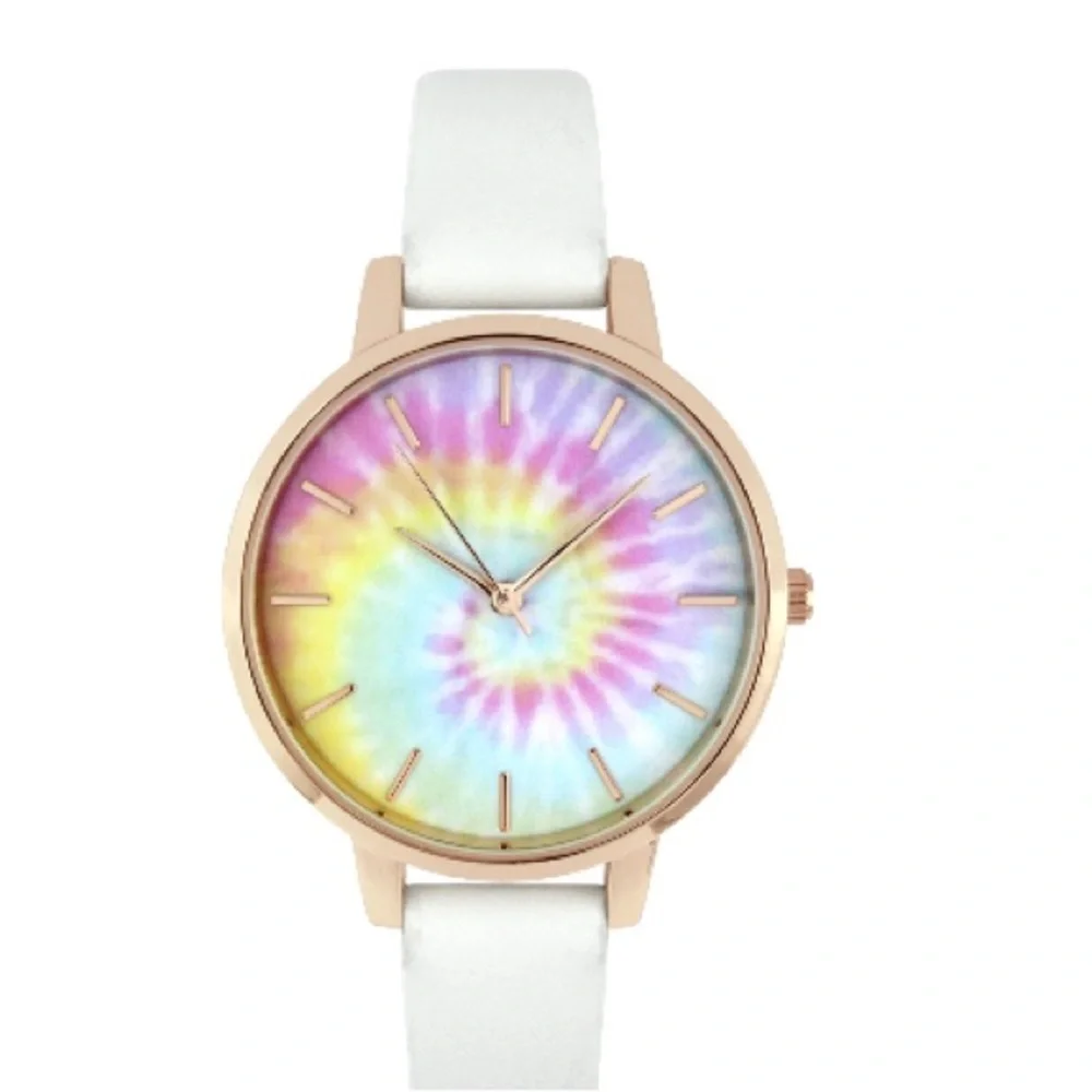 INC Women's White Strap Watch 38mm, rose gold